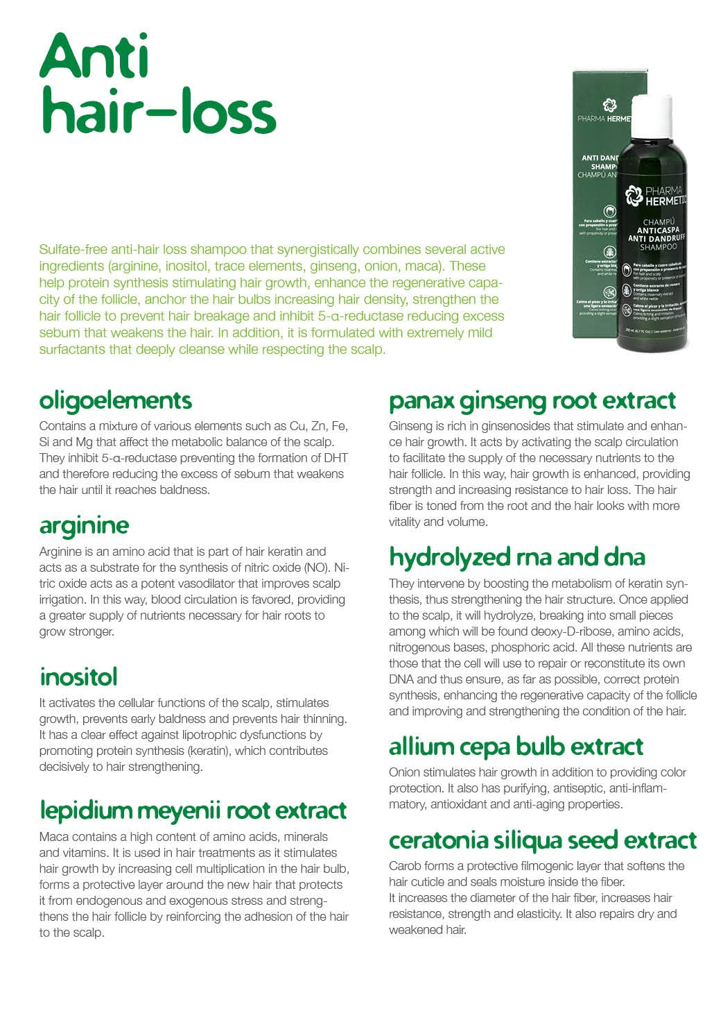 P.H. Anti-Hair loss Shampoo (Green Line) | Pharma Hermetic US